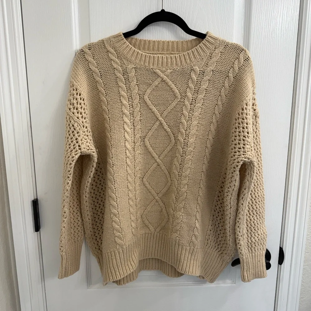 Tularosa Cable Knit Cream Sweater Women's Size XS